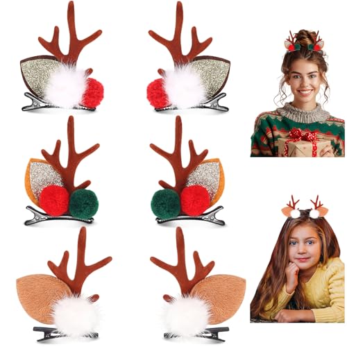3 Paar Weihnachten Rentier Haarspangen Niedliche Rentier Geweih Ohren Weihnachten Haarschmuck Weihnachten Hirsch Ohren Kopfschmuck für Mädchen und Kleinkinder 3 Paar Weihnachten Rentier Haarspangen Niedliche Rentier Geweih Ohren Weihnachten Haarschmuck Weihnachten Hirsch Ohren Kopfschmuck für Mädchen und Kleinkinder von KINYFY
