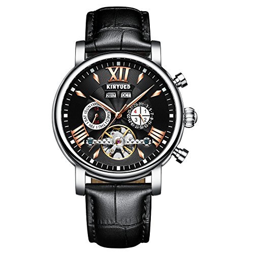 Leder Flying Tourbillon wasserfestem Mechanische Herren Uhren automatische Skelett Leder Flying Tourbillon wasserfestem Mechanische Herren Uhren automatische Skelett von KINYUED