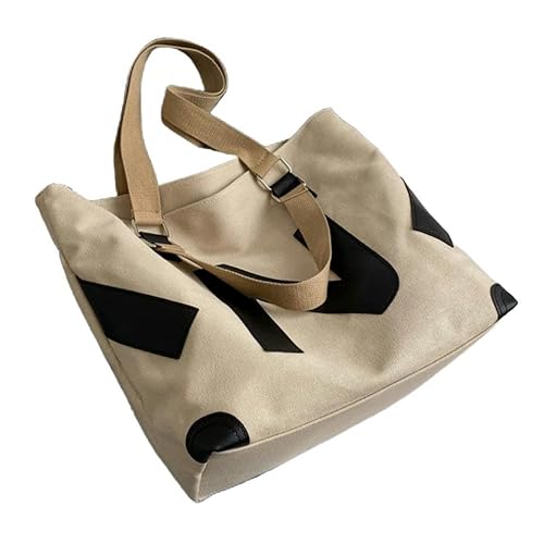 Canvas-Handtasche Lässige Große Kapazität Canvas Tasche Frauen Klasse Tote Bag In Student Schultertasche-Khaki-31 * 33 * 17Cm von KINZE