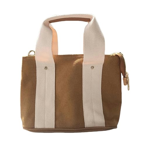 KINZE Canvas-Handtasche Leinwand Große Kapazität Frauenbeutel Schulter Crossbody Bag Mode Retro Handtasche-Khaki-27 * 13 * 19Cm von KINZE