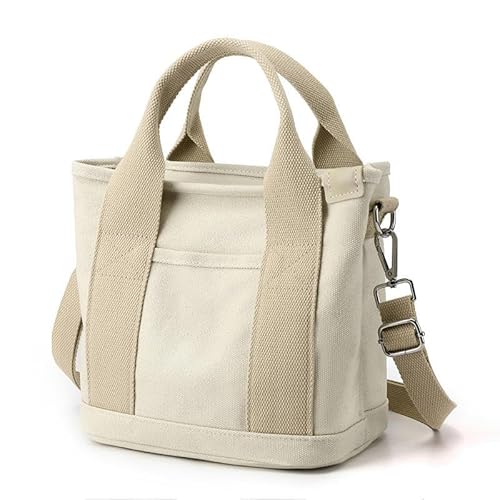 KINZE Canvas-Handtasche Leinwandtasche Einfache Große Kapazität Handtasche Frauen Täglich Pendeln Multifunktionales Lunchtasche-Khaki-M von KINZE