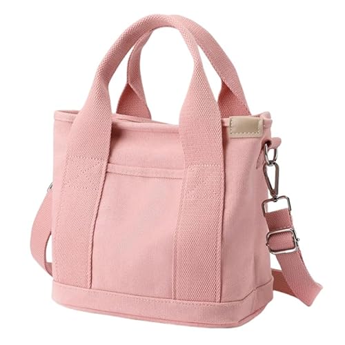 KINZE Canvas-Handtasche Leinwandtasche Einfache Große Kapazität Handtasche Frauen Täglich Pendeln Multifunktionales Lunchtasche-Rosa-M von KINZE