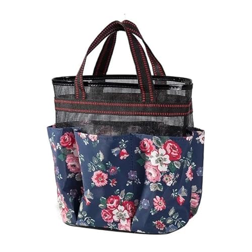 Kosmetiktasche Damen -Mesh -Aufbewahrungstasche Kosmetikbeutel Tragbarer Blumenkosmetikbeutel Frauen Toilettenartikel Tasche-Dunkelblau von KINZE