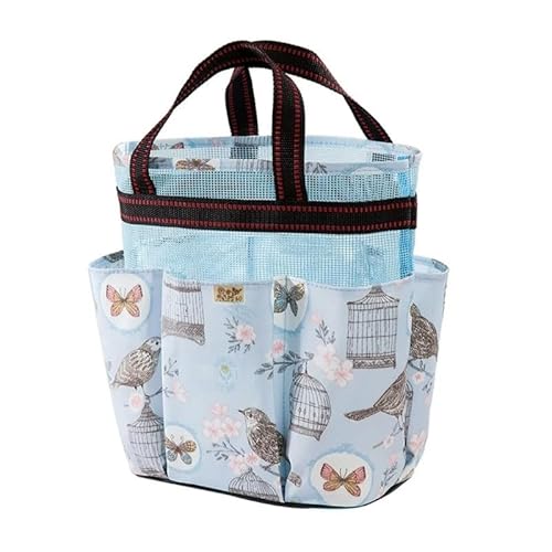 Kosmetiktasche Damen -Mesh -Aufbewahrungstasche Kosmetikbeutel Tragbarer Blumenkosmetikbeutel Frauen Toilettenartikel Tasche-Hellblau von KINZE