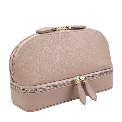 Kosmetiktasche Frauen Reise Kosmetiktasche Pu Leder Schmuck Aufbewahrung 2 In 1 Frauen Reisekupplung-Nude Pink von KINZE