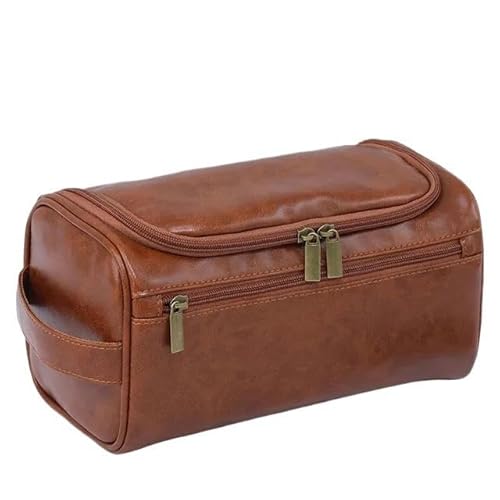 Kosmetiktasche Reisen Essentielle Business Cosmetic -Tasche Herrenhänge Für Hänge Der Toilettenartikel Tasche-Brown-Pu von KINZE