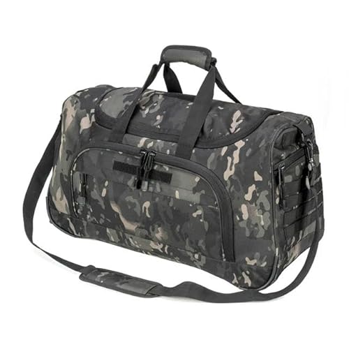 Reisetasche 50-L-Reise-Fitness-Tasche Klappbares Fitnessbeutel Handgepäck Duffel Bag Mit Schuhtasche Für Männer Und Frauen-Schwarzer Camo von KINZE