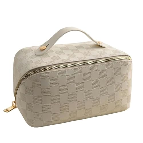 Reisetasche Kosmetikbeutel Mit Großer Kapazität, Tragbarer Pu Frauen Wasserdicht-Square Beige - 1 Pc von KINZE