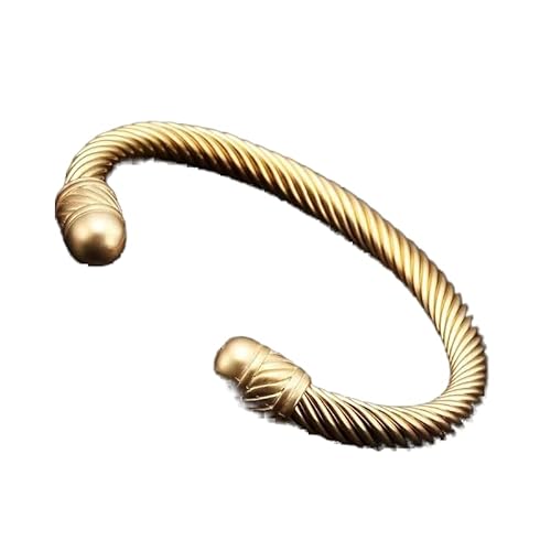 Klassische Liebesmanschette Armreif Armbänder Vintage Edelstahl Kupfer Armband für Frauen Vintage gedrehtes Kabel Armband (Gold) von KIOYDISE
