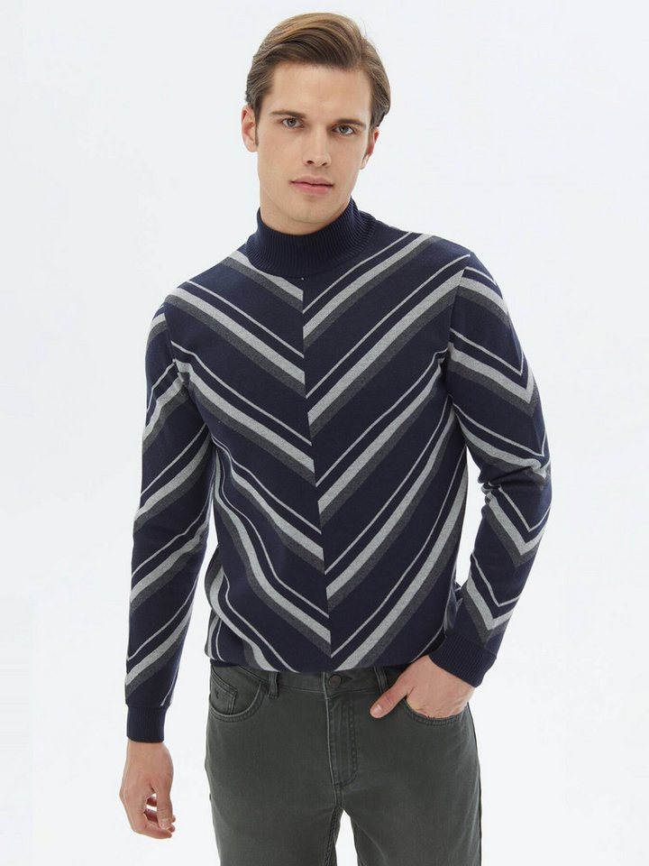 KİP Langarmhemd Gemusterter Strickpullover aus Baumwollmischung von KİP