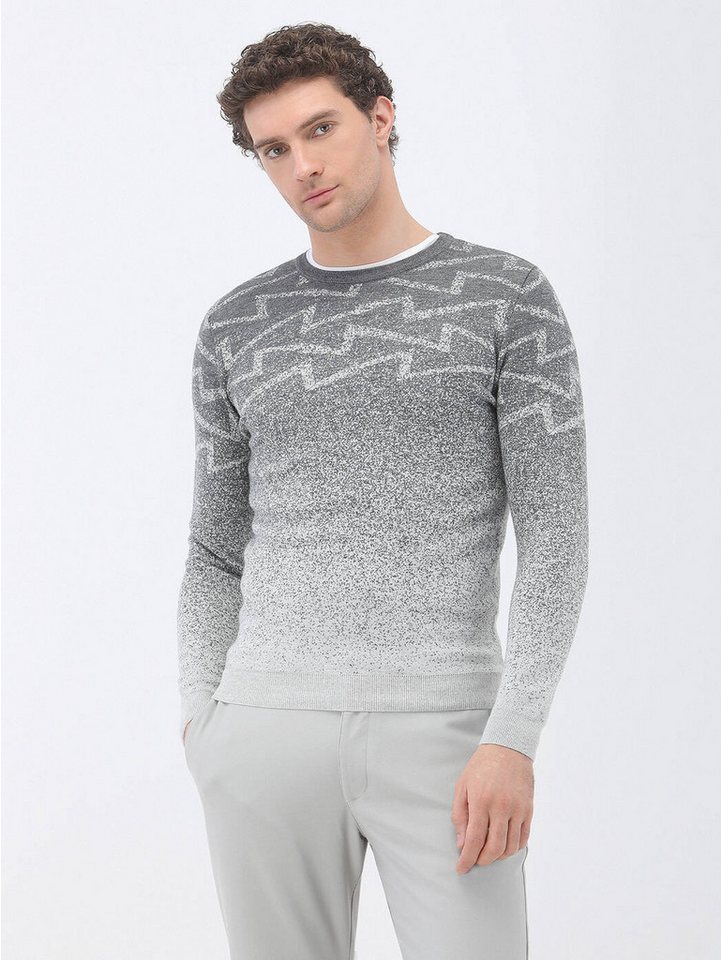 KİP Langarmhemd Gemusterter Strickpullover aus Wollmischung mit Rundhalsausschnitt von KİP
