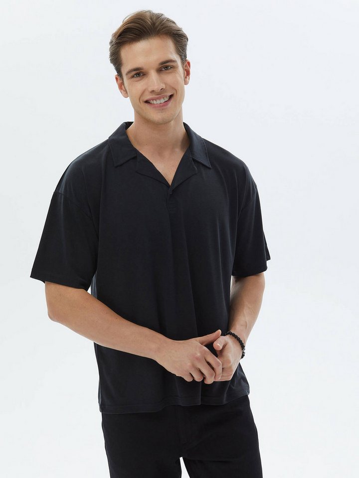 KİP T-Shirt Jacquard-T-Shirt mit kubanischem Kragen von KİP