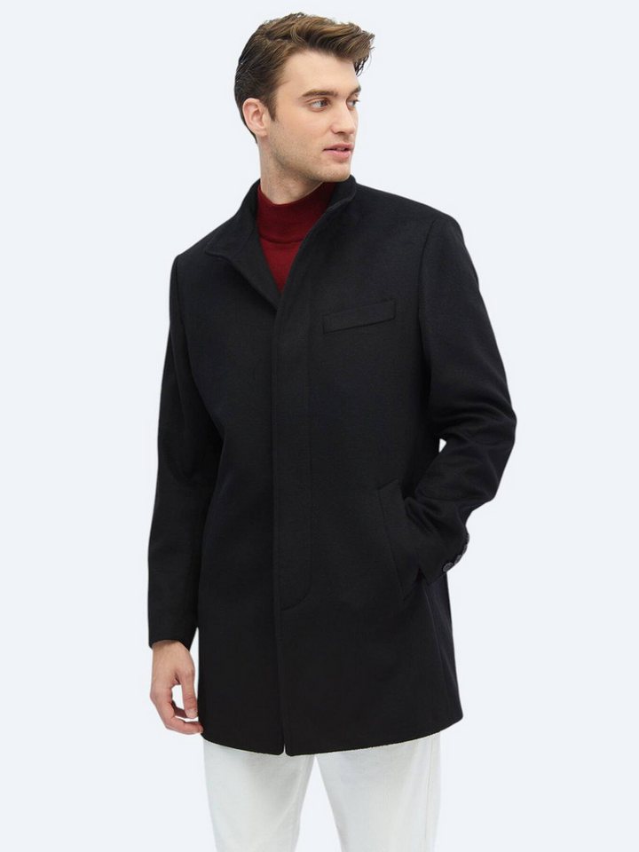 KİP Winterjacke Schwarzer Webpelzmantel von KİP