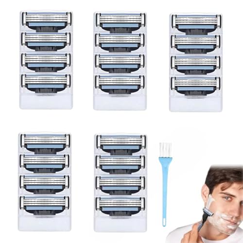 Replacement Blades for Men's Wet Razor, 20 Stück Rasierklingen, Rasierklingen für Rasierhobel, Precise and Gentle for Beard and Body Hair, Ideal for Daily Shaving,Inkl. kleine Bürste Replacement Blades for Men's Wet Razor, 20 Stück Rasierklingen, Rasierklingen für Rasierhobel, Precise and Gentle for Beard and Body Hair, Ideal for Daily Shaving,Inkl. kleine Bürste von KIQAWEE