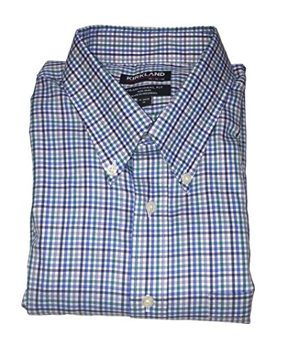 Kirkland Signature Herren Hemd mit Knopfleiste vorne, langärmelig, Blau / Blaugrün von Kirkland Signature KS