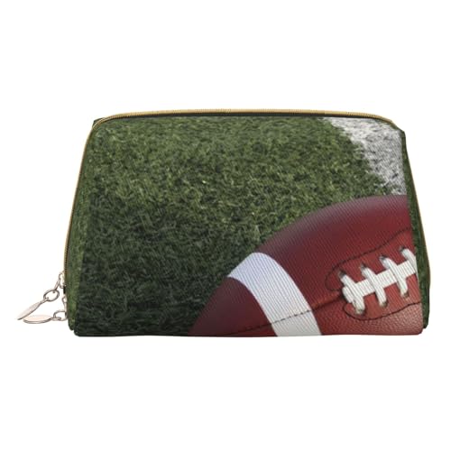 American Football Make-up-Tasche für Reisen, Leder, Kosmetiktasche, tragbare Kulturbeutel, Organizer für Damen/Herren, American Football, Einheitsgröße von KIROJA