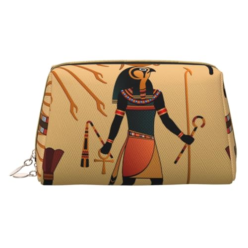 Blue Ocean Sea Make-up-Tasche für Reisen, Leder, Kosmetiktasche, tragbar, Kulturbeutel, Organizer für Damen/Herren, Sun Old Egyptian Timeless Grace, Einheitsgröße von KIROJA