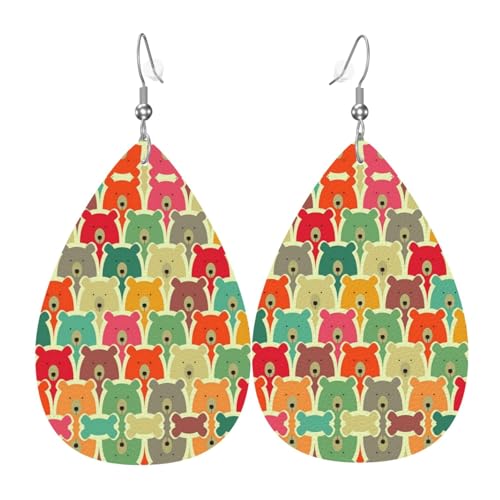 Bunte Bären-Leder-Ohrringe, leicht, tropfenförmig, baumelnde Ohrringe, modisch, lang, baumelnde Ohrringe für Mädchen/Frauen, Einheitsgröße, Leder, Kein Edelstein Bunte Bären-Leder-Ohrringe, leicht, tropfenförmig, baumelnde Ohrringe, modisch, lang, baumelnde Ohrringe für Mädchen/Frauen, Einheitsgröße, Leder, Kein Edelstein von KIROJA
