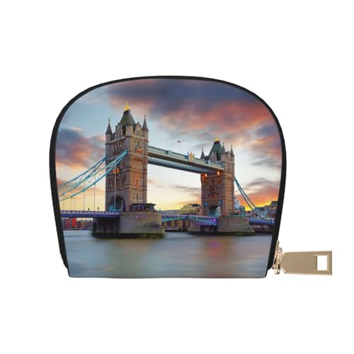 KIROJA Gothic Black Roses Leather Card Slots Credit Card Holder Small Card Case with Zipper for Women/Men,Accordeon Card Bag, Historische Old Tower Bridge London, Einheitsgröße von KIROJA