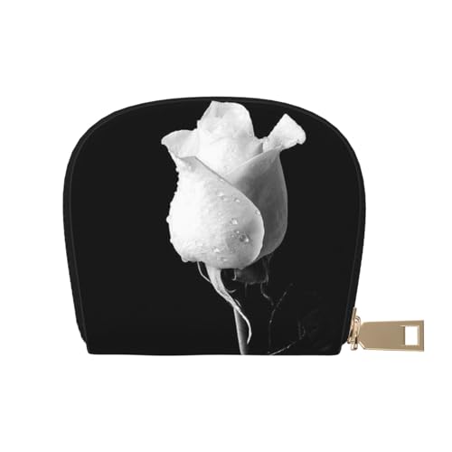 KIROJA Gothic Rose Leder Kartenfächer Kreditkartenetui Kleine Kartenetui mit Reißverschluss für Damen/Herren, Akkordeon-Kartenetui, Monochrome Rose, Einheitsgröße von KIROJA