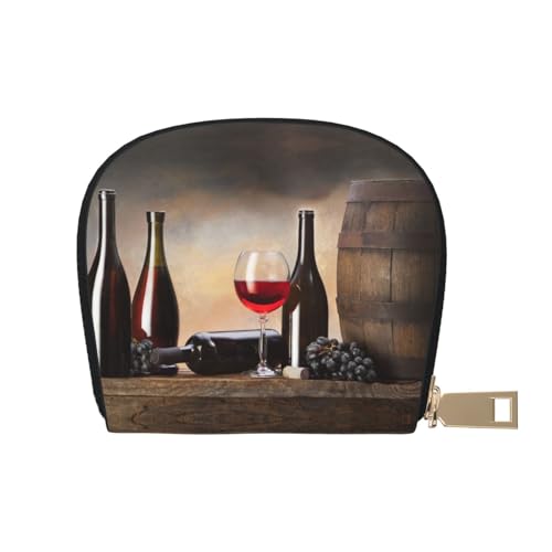 KIROJA Grape Wine Leather Card Slots Credit Card Holder Small Card Case with Zipper for Women/Men,Accordeon Card Bag, Traubenwein, Einheitsgröße von KIROJA