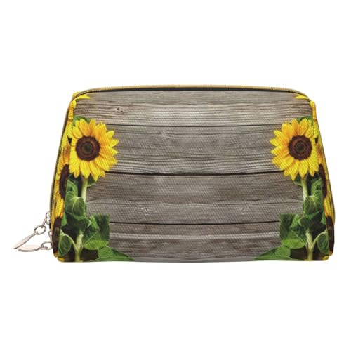 Kosmetiktasche aus Holz, Motiv: Sonnenblumen, für Reisen, Kosmetiktasche, tragbar, Kulturbeutel, Organizer für Damen/Herren, Holzbrett mit Sonnenblumen, Einheitsgröße von KIROJA