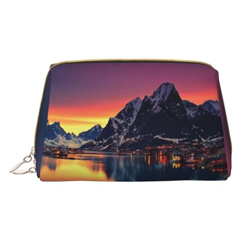 Kosmetiktasche aus Leder, transparent, Palmblatt-Muster, für Reisen, tragbar, Kulturbeutel, Organizer für Damen/Herren, Norwegen Inseln, Einheitsgröße von KIROJA