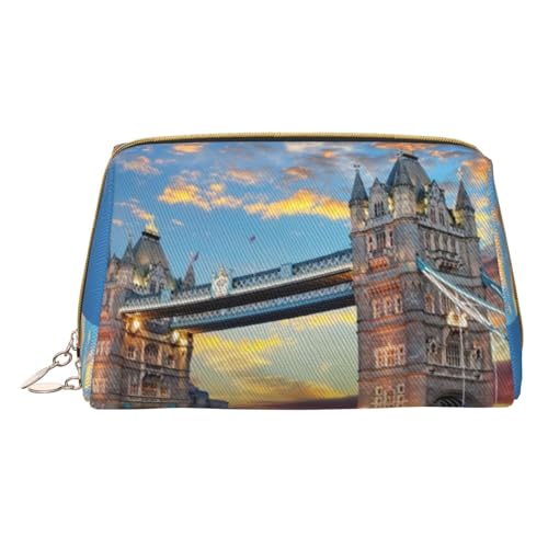 Kosmetiktasche aus Leder mit Seestern und Muscheln, tragbare Kulturbeutel, Organizer für Damen/Herren, Tower Bridge in London, Einheitsgröße von KIROJA