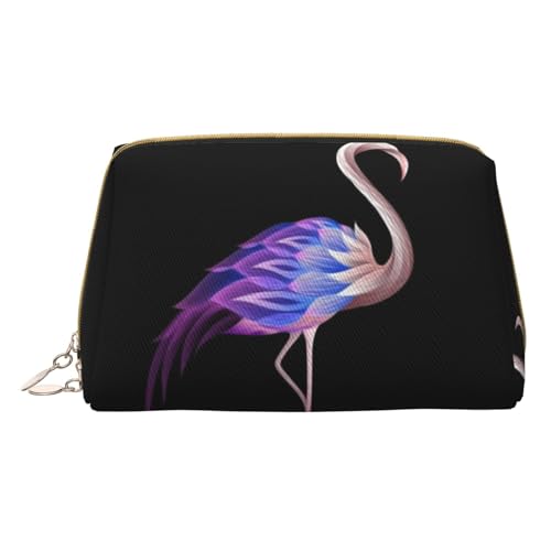 Kosmetiktasche aus Leder mit Strand und Palme, tragbar, für Damen/Herren, Abstrakter Flamingo, Einheitsgröße von KIROJA