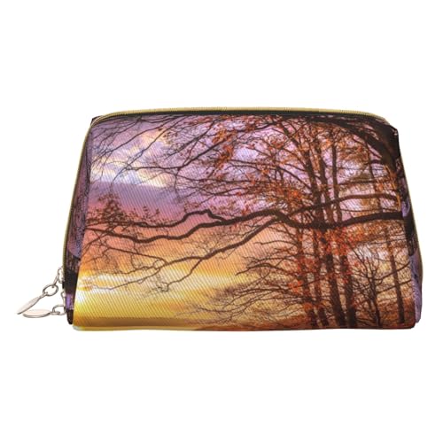 Kosmetiktasche aus Leder mit Yin-Yang-Symbol für Reisen, tragbare Kulturbeutel, Organizer für Damen/Herren, Lonely Bench Sunset, Einheitsgröße von KIROJA