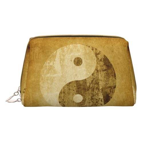 Kosmetiktasche aus Leder mit Yin-Yang-Symbol für Reisen, tragbare Kulturbeutel, Organizer für Damen/Herren, Yin-Yang-Symbol, Einheitsgröße von KIROJA