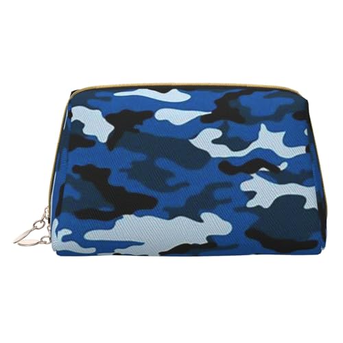 Kosmetiktasche mit niedlichem Zwerg für Reisen, Leder, tragbare Kulturbeutel, Organizer für Damen/Herren, blau camouflage, Einheitsgröße von KIROJA