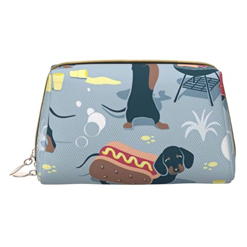 Sport-Make-up-Tasche für Gewichtheben, Reisen, Leder, Kosmetiktasche, tragbare Kulturbeutel, Organizer für Damen/Herren, Hot Dogs und Lemonade, Einheitsgröße von KIROJA