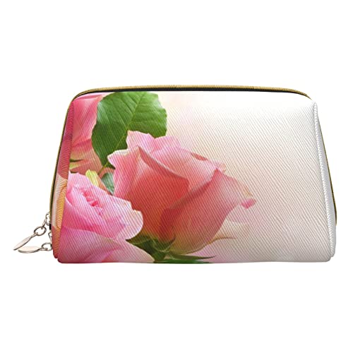 Sport-Make-up-Tasche für Gewichtheben, Reisen, Leder, Kosmetiktasche, tragbare Kulturbeutel, Organizer für Damen/Herren, Rosa Rosen, Einheitsgröße von KIROJA