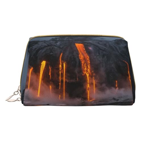 Zen Stone Make-up-Tasche für Reisen, Leder, Kosmetiktasche, tragbare Kulturbeutel, Organizer für Damen/Herren, Kilauea Volcano, Einheitsgröße von KIROJA