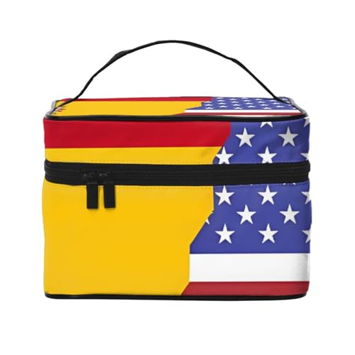 KIRROWE Reise-Make-up-Tasche mit amerikanischer Spanien-Flagge, tragbare Kosmetiktasche, große Kapazität, Organizer-Tasche für alle Ihre Beauty-Essentials von KIRROWE