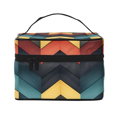 KIRROWE Reise-Make-up-Tasche mit dreidimensionalen Streifen für Damen, tragbare Kosmetiktasche, große Kapazität, Organizer-Tasche für alle Ihre Beauty-Essentials von KIRROWE