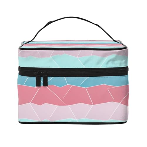 KIRROWE Reise-Make-up-Tasche mit geometrischen Polygonen für Damen, tragbare Kosmetiktasche, große Kapazität, Organizer-Tasche für alle Ihre Beauty-Essentials von KIRROWE