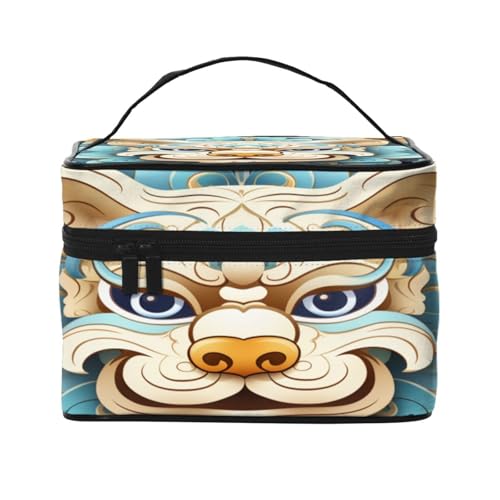 KIRROWE Reise-Make-up-Tasche mit geschnitztem Tiger, tragbare Kosmetiktasche, große Kapazität, Organizer-Tasche für alle Ihre Beauty-Essentials von KIRROWE