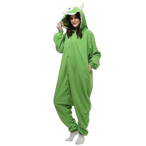 KIRUCOS Mike Wazowski Onesie Kostüm für Damen Herren Erwachsene Halloween Kostüme Weihnachten Party kuschelig Schlafanzug KIRUCOS Mike Wazowski Onesie Kostüm für Damen Herren Erwachsene Halloween Kostüme Weihnachten Party kuschelig Schlafanzug von KIRUCOS