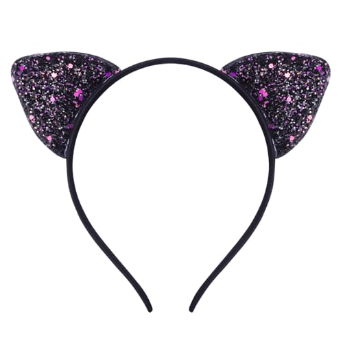 1x Katzenohr-Kopfband mit glitzernden Pailletten-Ohren & Metallgestell – Kostümparty-Deko für täglichen Gebrauch oder Feste wie Halloween & Weihnachten– Schwarz 1x Katzenohr-Kopfband mit glitzernden Pailletten-Ohren & Metallgestell – Kostümparty-Deko für täglichen Gebrauch oder Feste wie Halloween & Weihnachten– Schwarz von KIRVOS