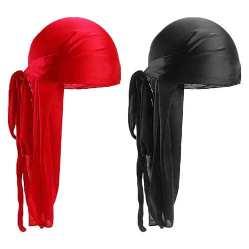 KIRVOS Piraten-Kostüm-Set mit langem Schwanz & breitem Schulterband-Unisex-Kopftuch & Hut für Damen und Herren – 2er-Set von KIRVOS