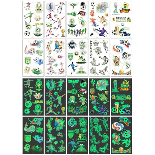 KIRZAX 10 Blätter Fußball Temporäre Glitzer Tattoo Set Kinder, Fussball Glitzer Tattoos für Kinder, Tattoos Kinder Fussball Mitgebsel, Fussball Deko Geburtstag für Kinder,Fussball Schultütenfüllung KIRZAX 10 Blätter Fußball Temporäre Glitzer Tattoo Set Kinder, Fussball Glitzer Tattoos für Kinder, Tattoos Kinder Fussball Mitgebsel, Fussball Deko Geburtstag für Kinder,Fussball Schultütenfüllung von KIRZAX