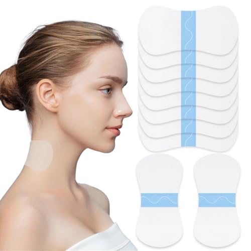 KIRZAX 10 Stück Unsichtbar Neck Lifting Tape, Nackenlift-Aufkleber Hebt Schlaffe Haut Sofort an, Halslifting Straffungsbänder Kaschiert Doppelkinn mit Wasserfestem von KIRZAX