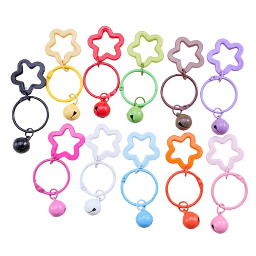 KIRZAX 12 Stück 30mm Schlüsselringe - Kreative bunte lackierte Stern-Schlüsselringe,DIY Schlüsselanhänger Zubehör, Mit süßer Glockendesign für täglichen Gebrauch, Schlüssel- & Beuteldekoration von KIRZAX