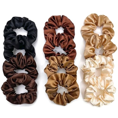 KIRZAX 12 Stück Haargummis Seide Scrunchies Satin für Damen, Elastische Gummibänder Haarband,Pferdeschwanzhalter Haarband aus Seide, für Damen & Mädchen, 6 Farben KIRZAX 12 Stück Haargummis Seide Scrunchies Satin für Damen, Elastische Gummibänder Haarband,Pferdeschwanzhalter Haarband aus Seide, für Damen & Mädchen, 6 Farben von KIRZAX
