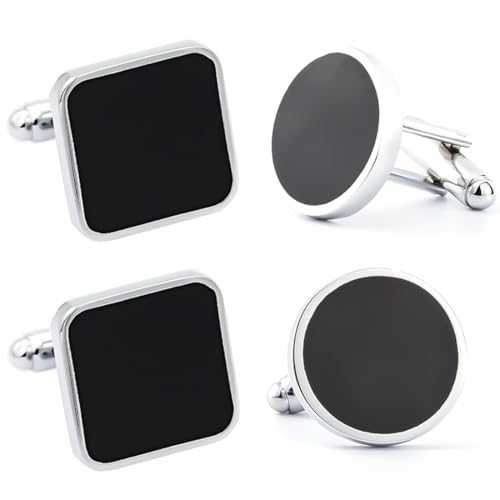 KIRZAX 2 Paar Herren Manschettenknöpfe, Herren Hemd Manschettenknöpfe, Edelstahl Manschettenknöpfe, Business Hochzeit Manschettenknöpfe für Business Hochzeit Party von KIRZAX