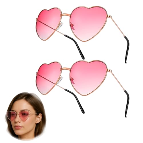 KIRZAX 2 Pack Herz Sonnenbrille, Retro Party Sonnenbrille, Hippie Herzförmige Brille,Lustige Partybrillen,Party Brille Rosa, für Kinder Herren Damen 60er 70er 80er 90er, Kleid Accessoires KIRZAX 2 Pack Herz Sonnenbrille, Retro Party Sonnenbrille, Hippie Herzförmige Brille,Lustige Partybrillen,Party Brille Rosa, für Kinder Herren Damen 60er 70er 80er 90er, Kleid Accessoires von KIRZAX