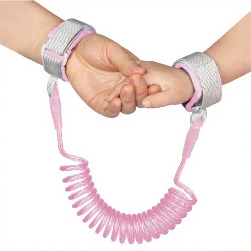 KIRZAX 2.5M Anti-verloren Handgelenk Gürtel Leine,Baby Anti-verloren Gürtel, Sicherheits-Handgelenkleine für Kinder,Baby Kinder Safty Anti Lost Walking Kinderleine Handgelenk(Rosa) von KIRZAX