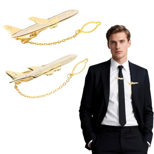 KIRZAX 2pcs Flugzeug Krawattennadel Personalisiert Krawattenklammer Herren Lustig Schmuck von KIRZAX